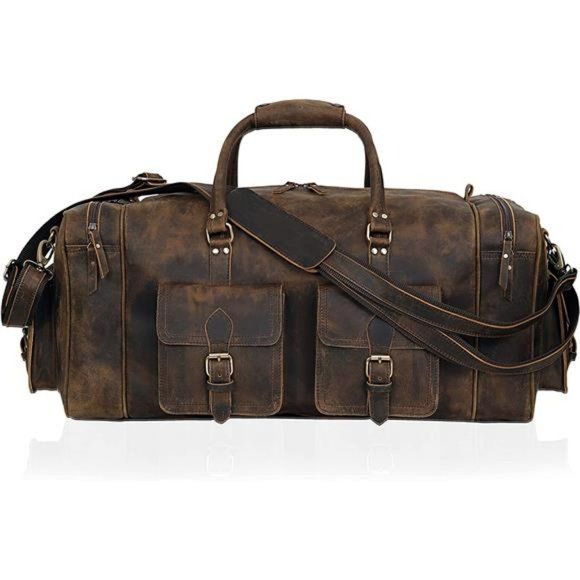 Large 24 inch Duffel aBgs for Men Leather Travel Bag Overnight Bag